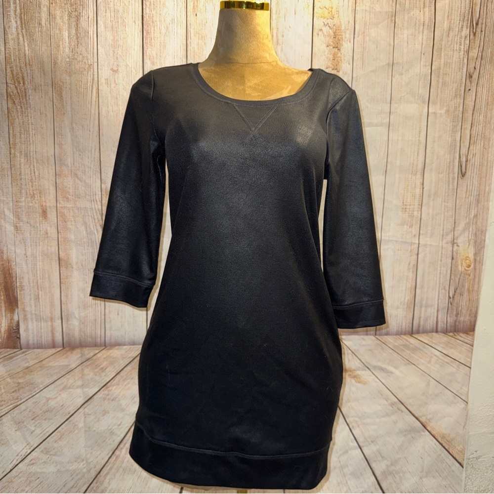 New York & Co soft coated leather look sweatshirt dress, 3/4 sleeves, Sz S​